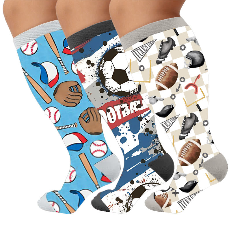 Plus Size Sports Compression Socks - Multicolor(3 Pairs) - 4XL - image 1