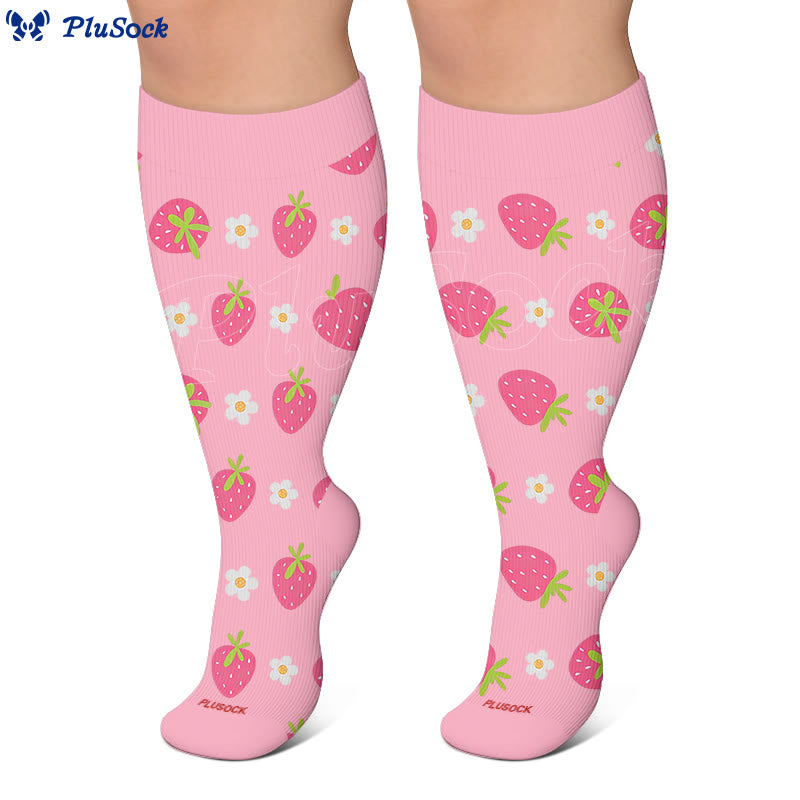 Plus Size Lemon Cherry Strawberry Compression Socks - image 3