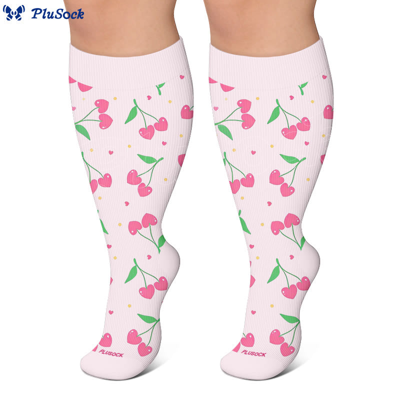 Plus Size Lemon Cherry Strawberry Compression Socks - image 2