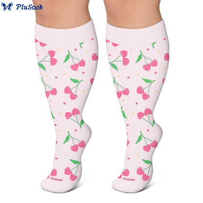 Plus Size Lemon Cherry Strawberry Compression Socks - image 2
