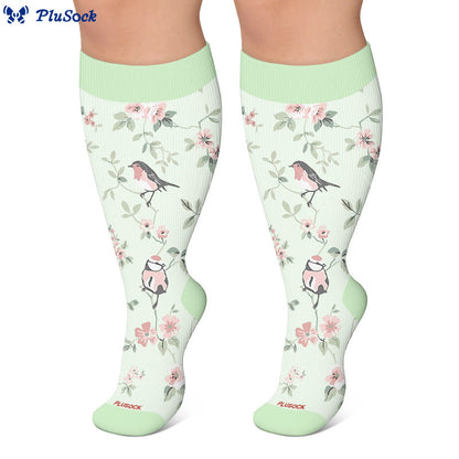 Plus Size Floral Bird Compression Socks - image 2
