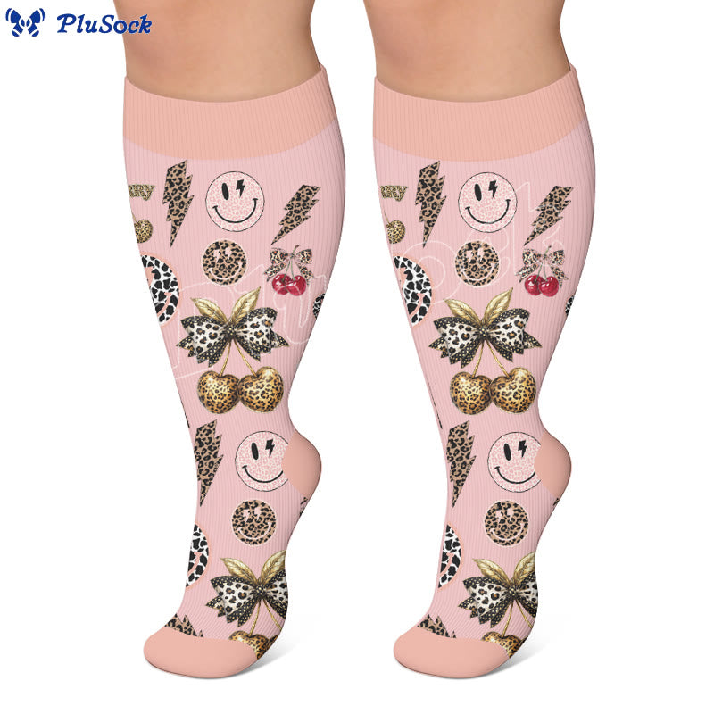 Plus Size Snake Leopard Print Compression Socks - image 2