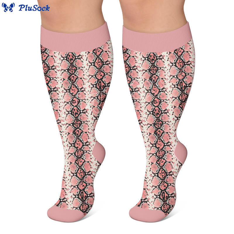 Plus Size Snake Leopard Print Compression Socks - image 4