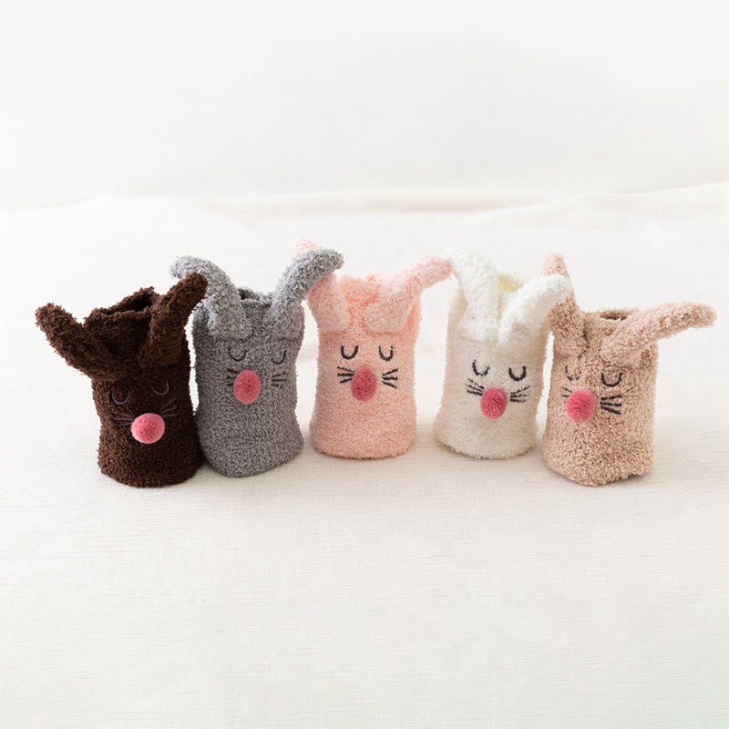Plush Rabbit Ears Quarter Socks(3 Pairs) - image 8