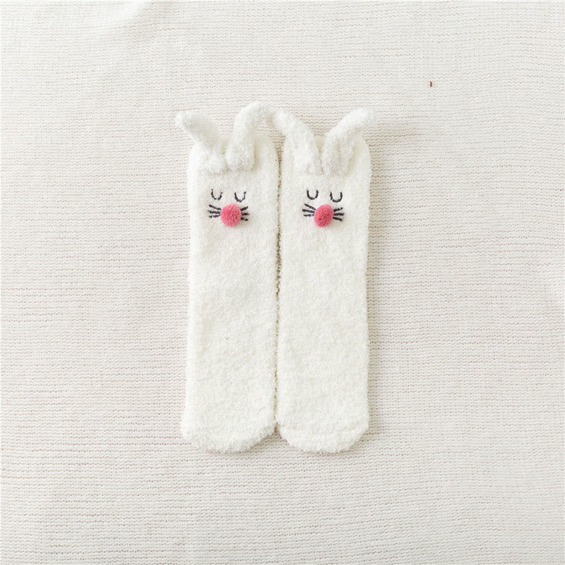 Plush Rabbit Ears Quarter Socks(3 Pairs) - White - EU36-40(US3-7) - image 9
