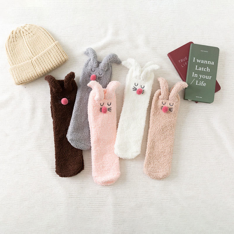 Plush Rabbit Ears Quarter Socks(3 Pairs) - image 5