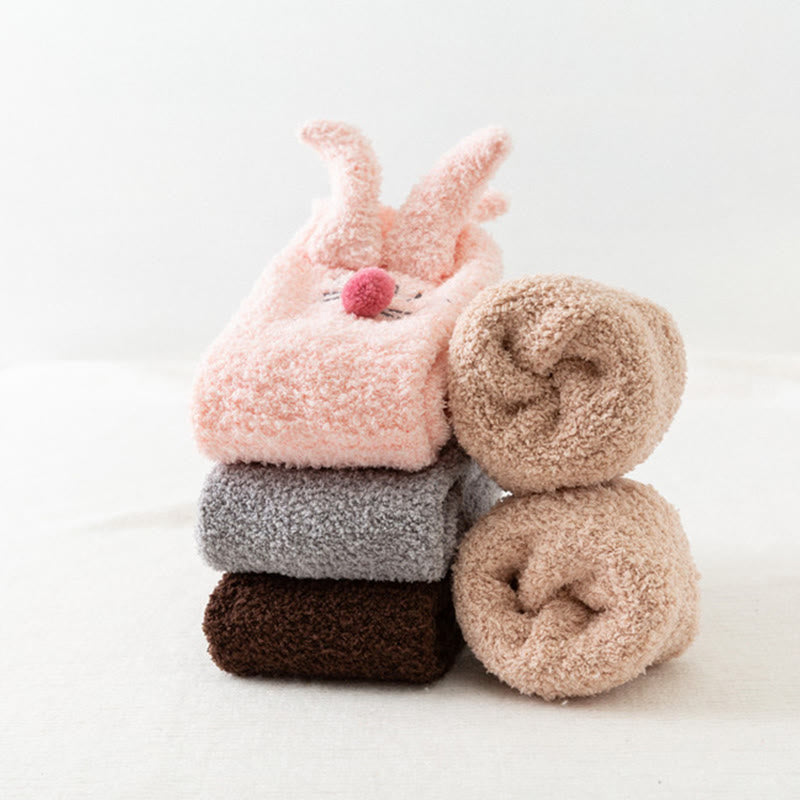 Plush Rabbit Ears Quarter Socks(3 Pairs) - image 6