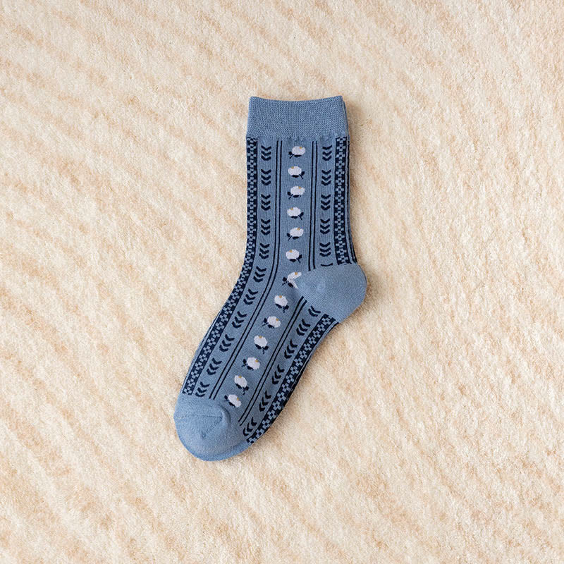 Vintage Embroidered Rabbit Quarter Socks(5 Pairs) - image 8