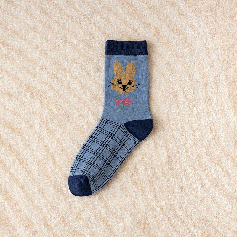 Vintage Embroidered Rabbit Quarter Socks(5 Pairs) - image 11