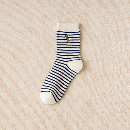 Vintage Embroidered Rabbit Quarter Socks(5 Pairs) - image 10