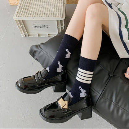 Four Stripe Rabbit Quarter Socks(5 Pairs) - image 4