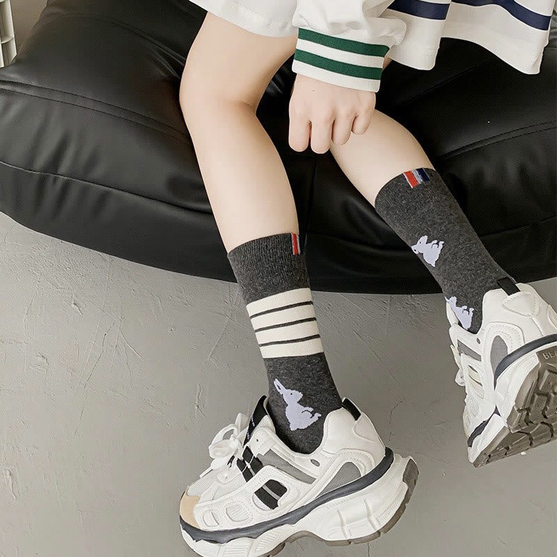 Four Stripe Rabbit Quarter Socks(5 Pairs) - image 5