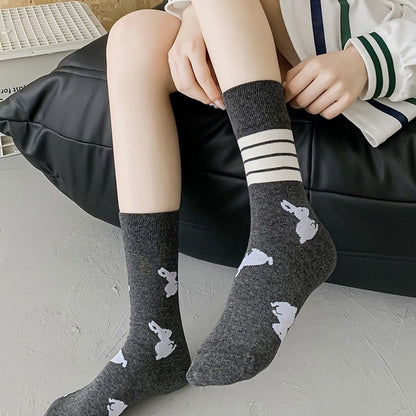 Four Stripe Rabbit Quarter Socks(5 Pairs) - image 3