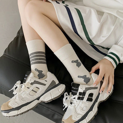 Four Stripe Rabbit Quarter Socks(5 Pairs) - image 6