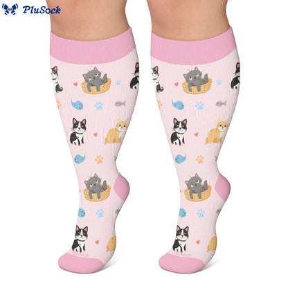 Plus Size Cute Pets Cartoon Compression Socks - image 3