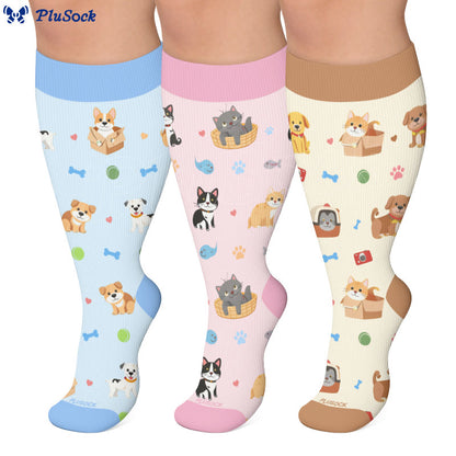Plus Size Cute Pets Cartoon Compression Socks - image 0