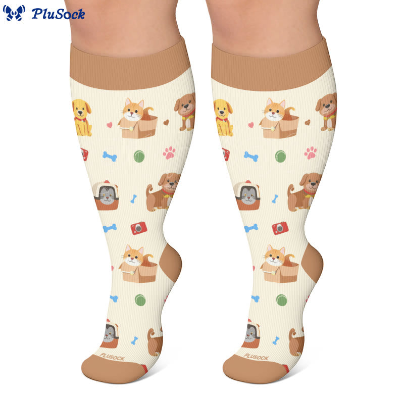 Plus Size Cute Pets Cartoon Compression Socks - image 4