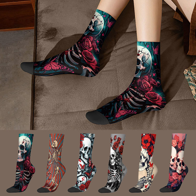 3D Skull Quarter Socks(3 Pairs) - image 0