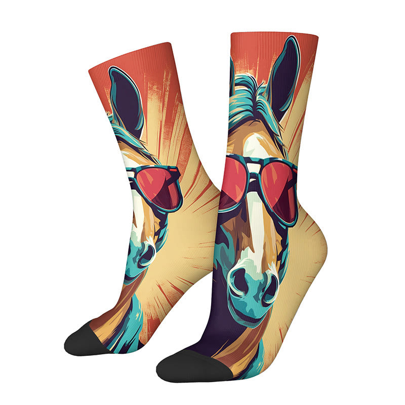 3D Horse Frog Quarter Socks(4 Pairs) - image 4