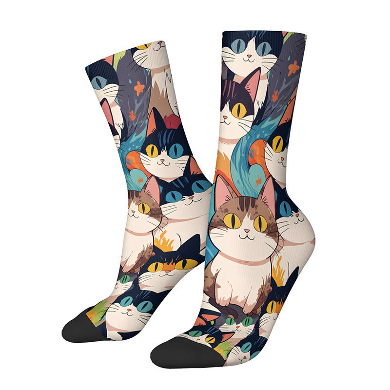 3D Cats Quarter Socks(3 Pairs) - E - EU36-42(US3-8.5) - image 7