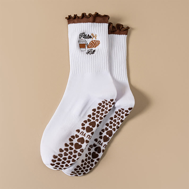 Cherry Coffee Grip Socks(4 Pairs) - Coffee - EU36-40(US3-7) - image 5