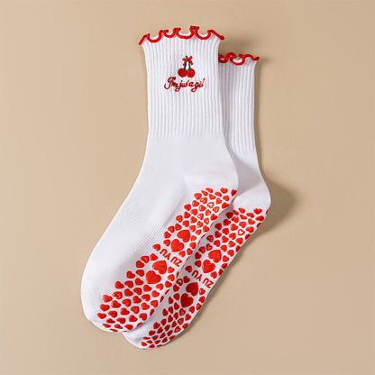 Cherry Coffee Grip Socks(4 Pairs) - Red - EU36-40(US3-7) - image 4