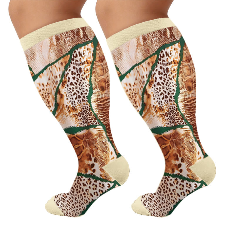 Plus Size Textured Compression Socks - Patchwork(1 Pair) - 4XL - image 5