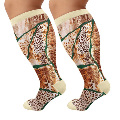 Plus Size Textured Compression Socks - Patchwork(1 Pair) - 4XL - image 5