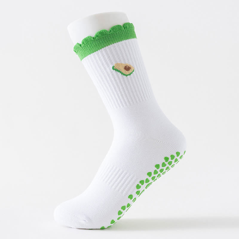 Cherry Heart Bow Avocado Yoga Socks(4 Pairs) - image 3