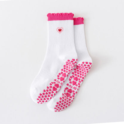 Cherry Heart Bow Avocado Grip Socks(4 Pairs) - Pink - EU36-40(US3-7) - image 7