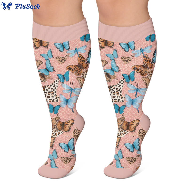Plus Size Printed Butterfly Pattern Compression Socks - image 2
