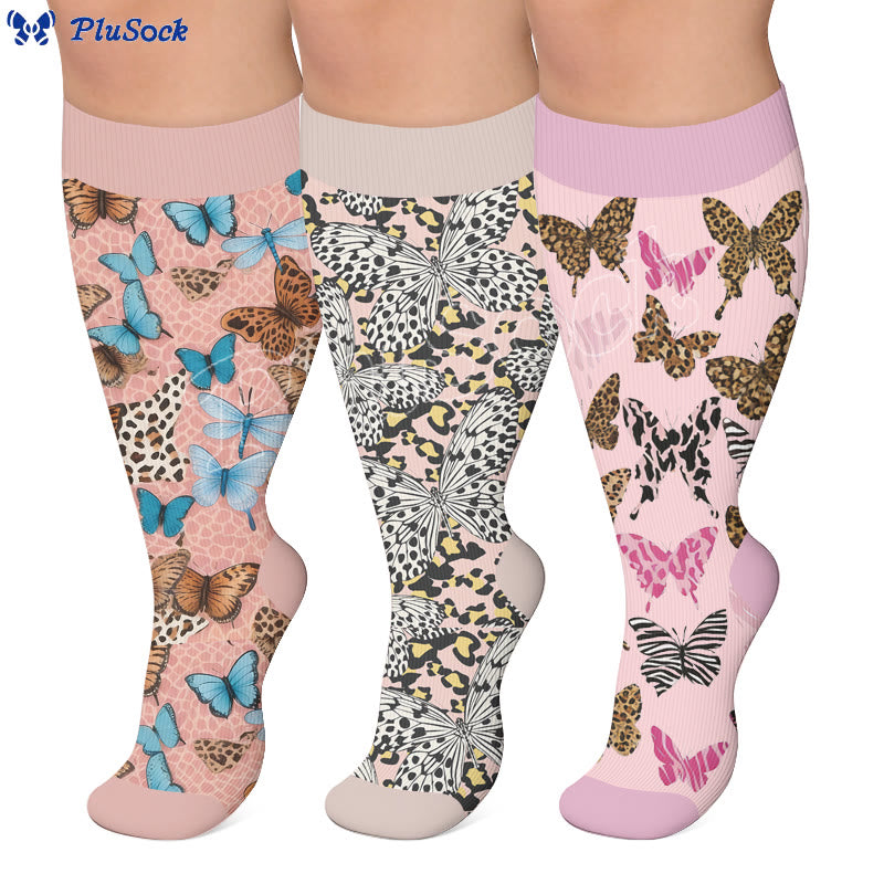 Plus Size Printed Butterfly Pattern Compression Socks - image 0