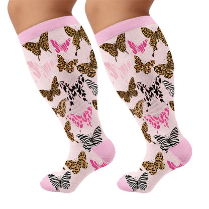 Plus Size Printed Butterfly Pattern Compression Socks - Zebra(1 Pair) - 4XL - image 7