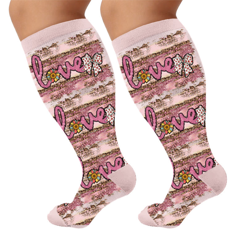 Plus Size Lip Compression Stockings - Letter(1 Pair) - 4XL - image 5