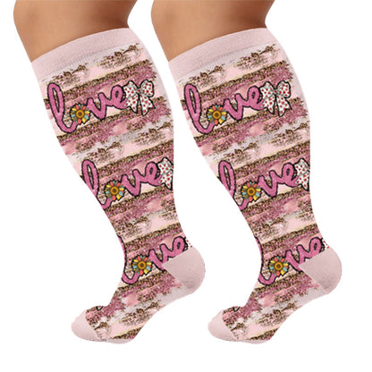 Plus Size Lip Compression Stockings - Letter(1 Pair) - 4XL - image 5