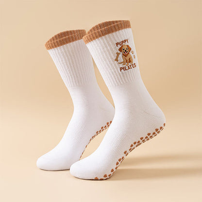 Plusoc Puppy Coffee Grip Socks(3 Pairs) - image 1