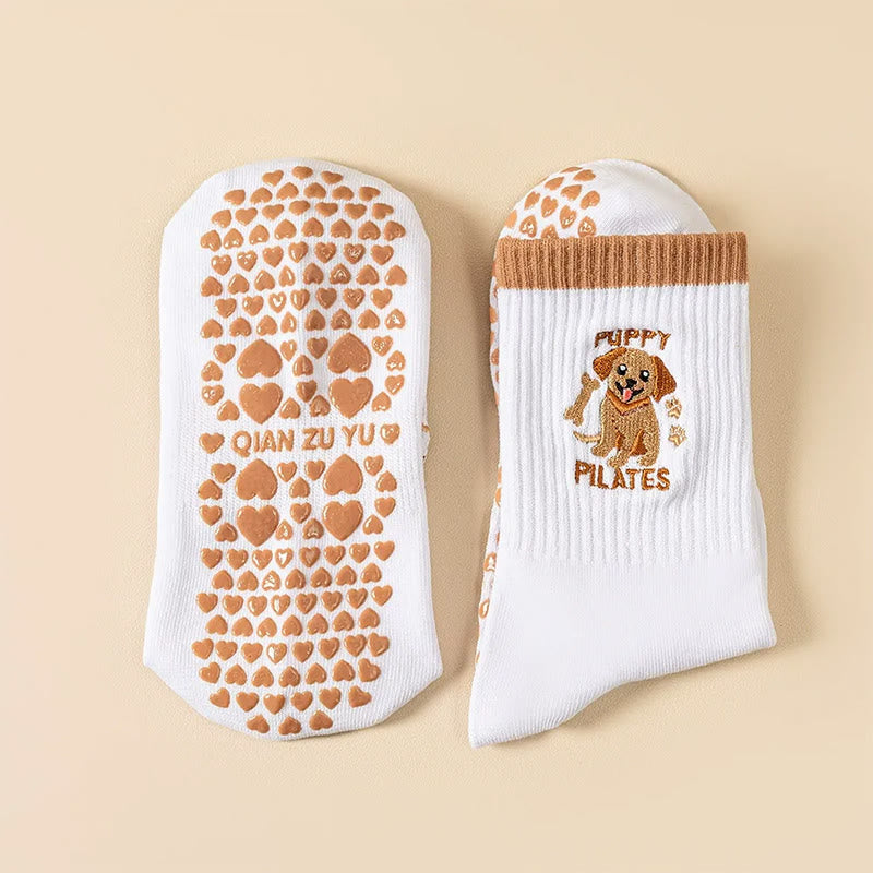 Plusoc Puppy Coffee Grip Socks(3 Pairs) - image 5