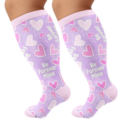 Plus Size Playful Heart Series Compression Socks - Purple(1 Pair) - 4XL - image 5