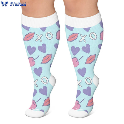 Plus Size Sweet Pop Art Love Compression Socks - image 2