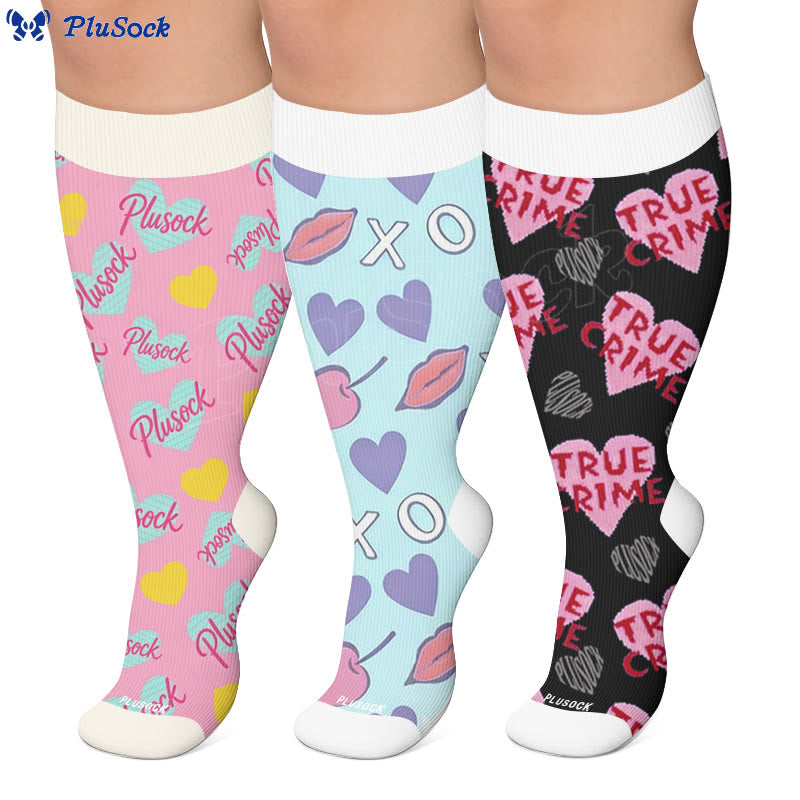 Plus Size Sweet Pop Art Love Compression Socks - image 0