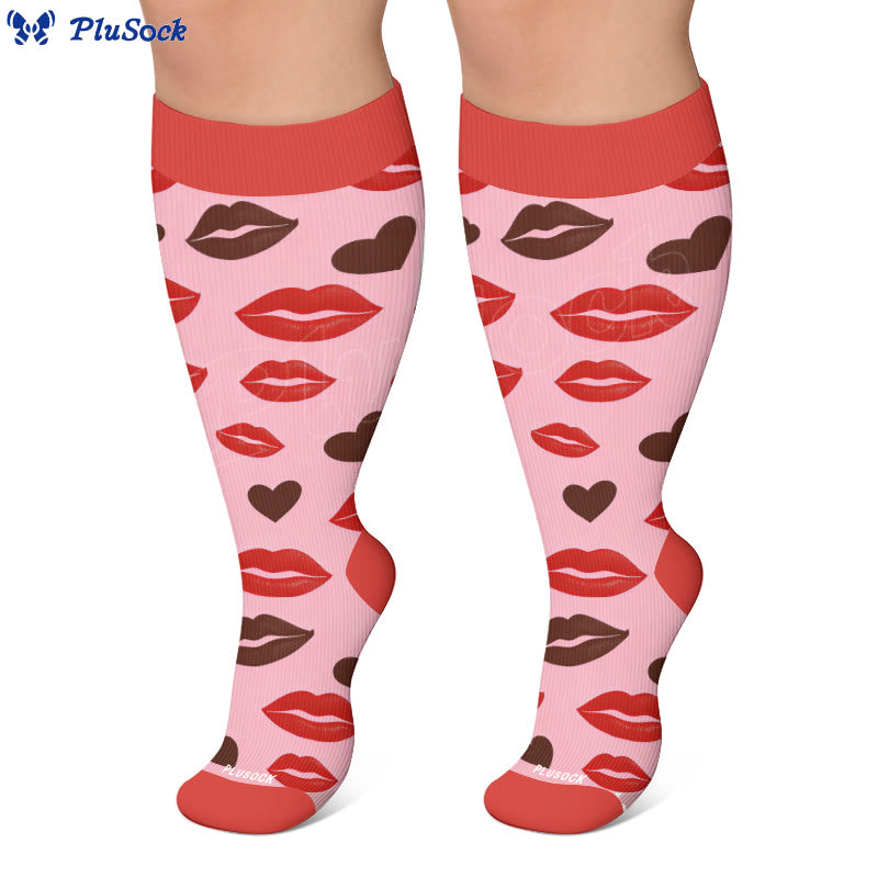 Plus Size Graffiti Lips Comic Style Compression Socks - image 4