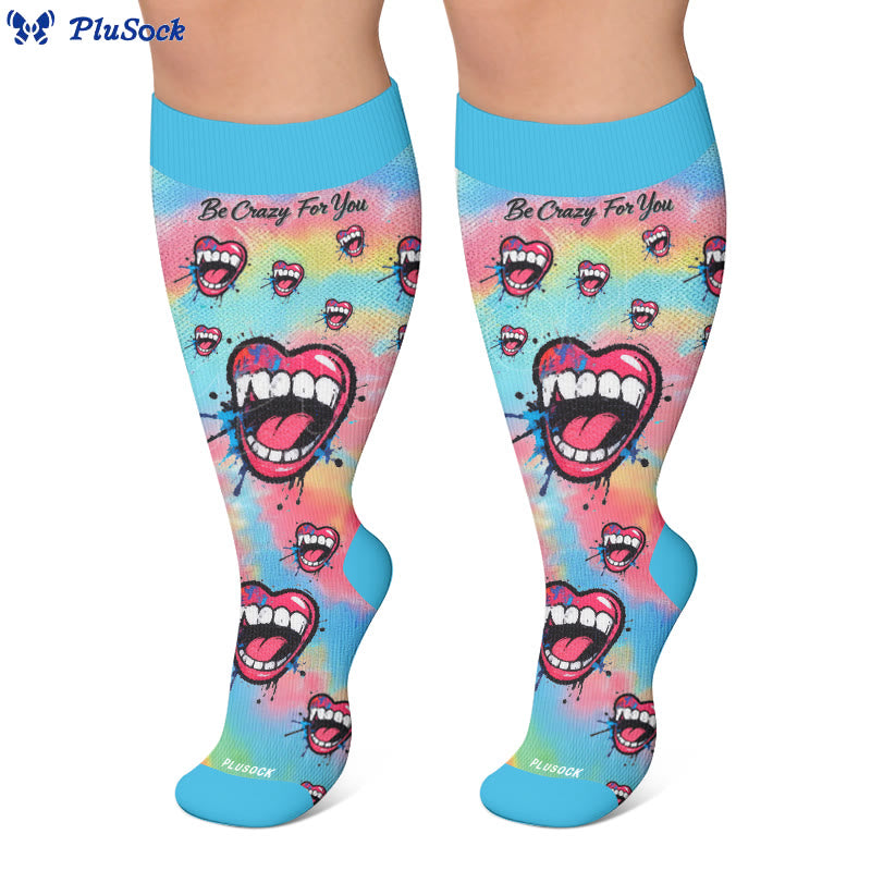 Plus Size Graffiti Lips Comic Style Compression Socks - image 3
