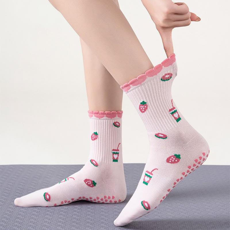 Plusoc Strawberries Coffee Cups Yoga Socks(2 Pairs) - image 4