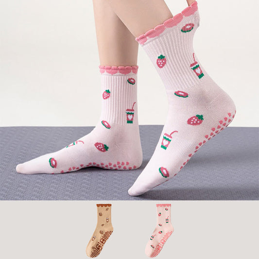 Strawberries Coffee Cups Grip Socks(2 Pairs) - image 0