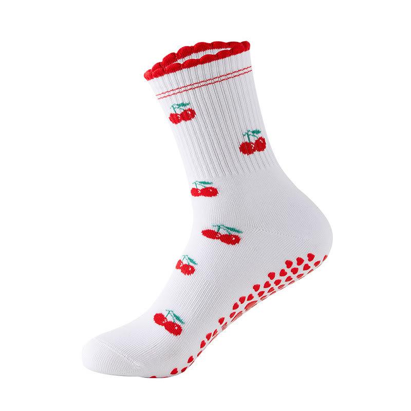 Flower Cherry Heart Yoga Socks(4 Pairs) - Red - EU36-40(US3-7) - image 13