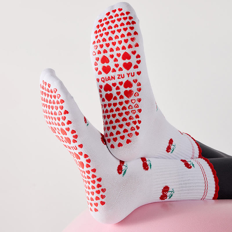 Flower Cherry Heart Grip Socks(4 Pairs) - image 5