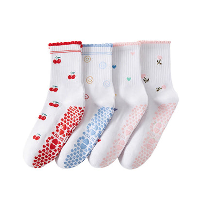 Flower Cherry Heart Yoga Socks(4 Pairs) - image 12