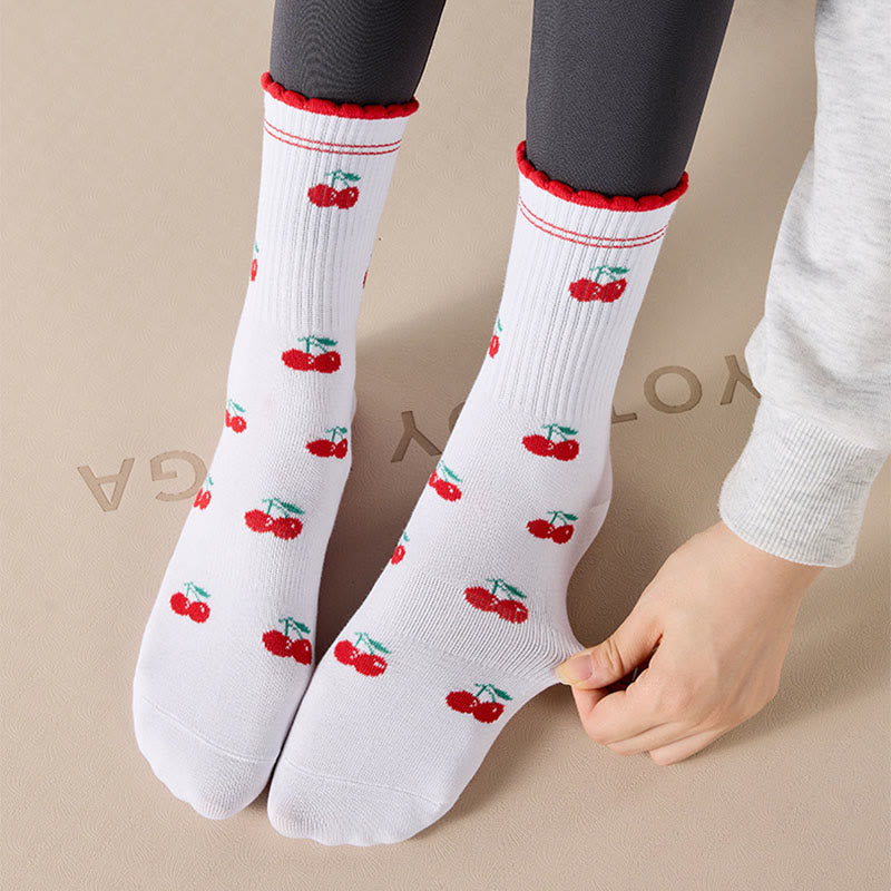Flower Cherry Heart Grip Socks(4 Pairs) - image 2
