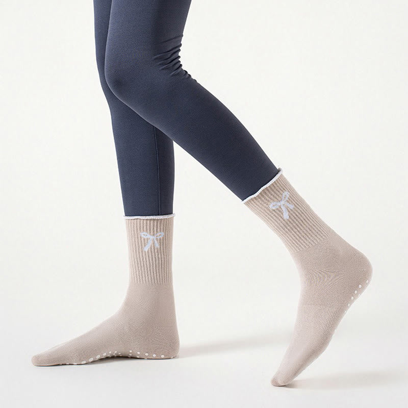 Delicate Bow Embroidery Yoga Socks(4 Pairs) - image 8