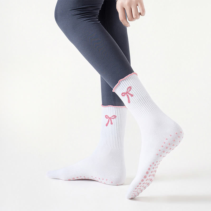 Delicate Bow Embroidery Yoga Socks(4 Pairs) - image 5
